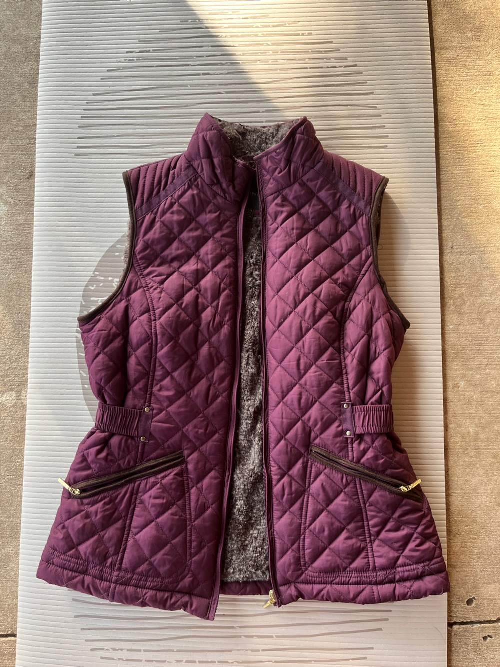 Weatherproof Quilted Sleeveless Vest in Plum